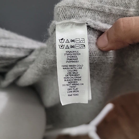 Max Studio Gray Black Herringbone Open Front Long Cardigan Sweater Size L - Picture 5 of 6